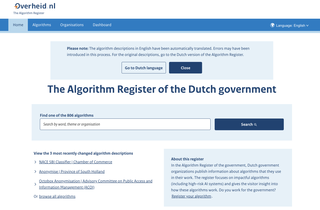 Dutch Algorithm Register