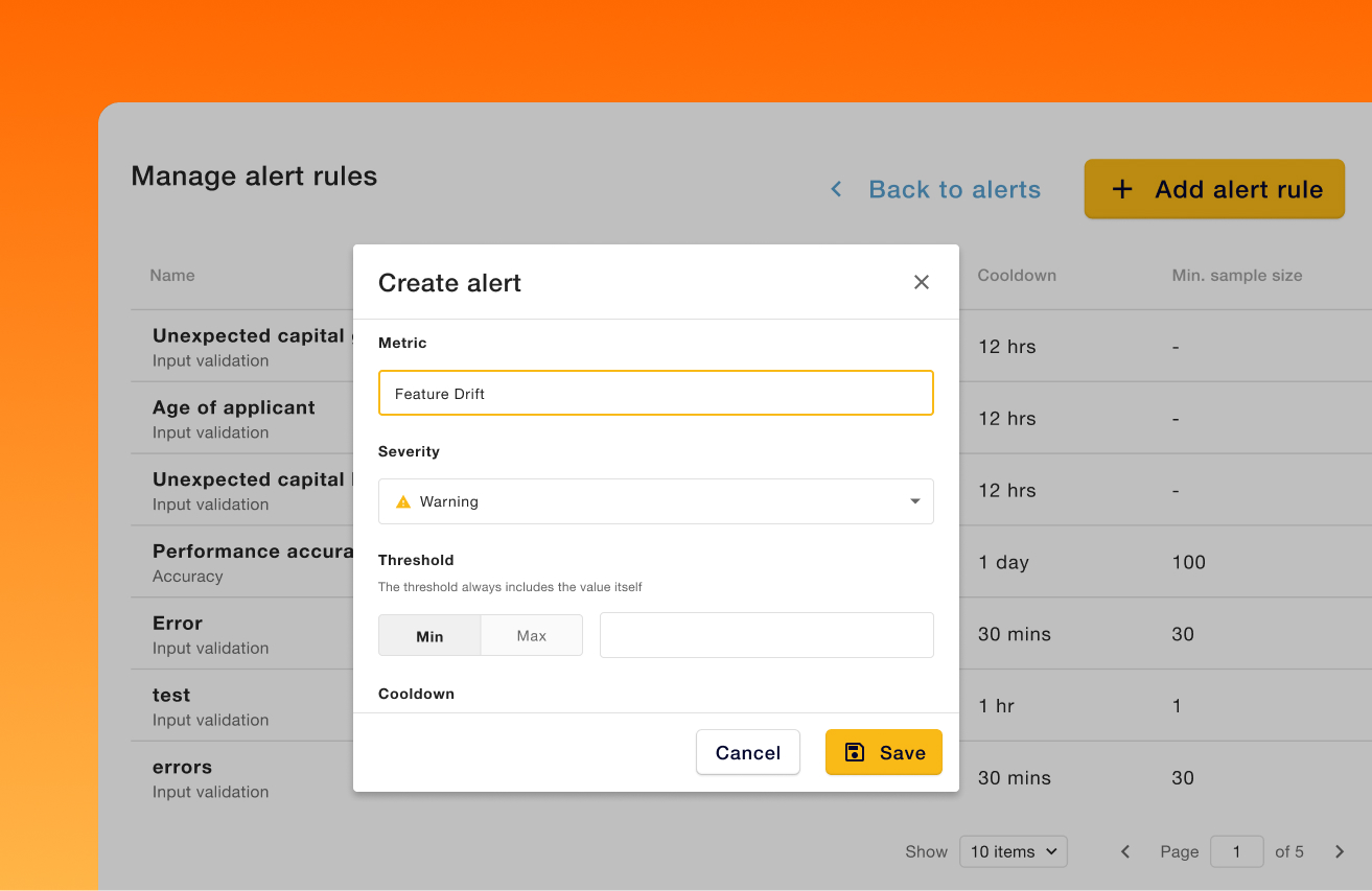 Drift Monitoring Alerts